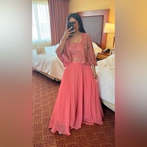 Pink Cape Indian Traditional Lehenga Outfit! 3 Piece Set Kalki Fashion